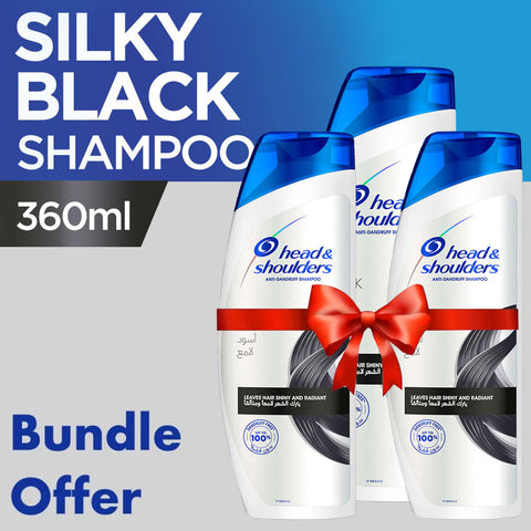 Pack of 3 Head & Shoulders Silky Black Shampoo 360ml