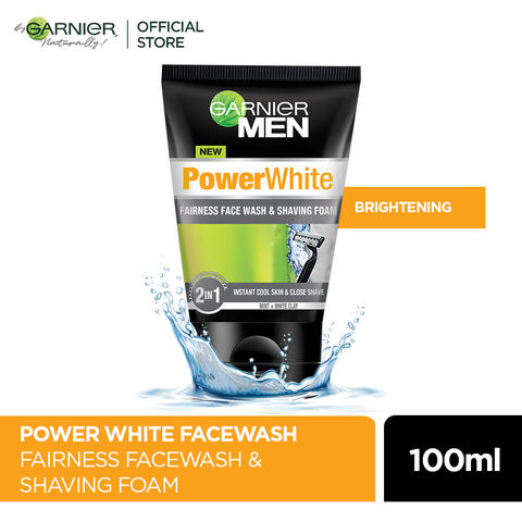 Garnier Men Power White 2-in-1 Fairness Facewash and Shaving Foam 100ml