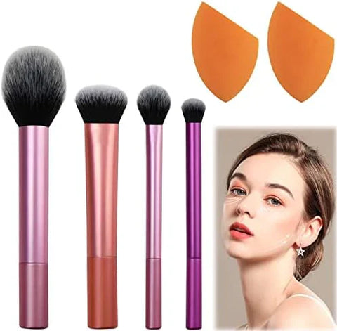 Real Techniques Everyday Essentials Makeup Brush Set with Bonus Miracle Complexion Sponge