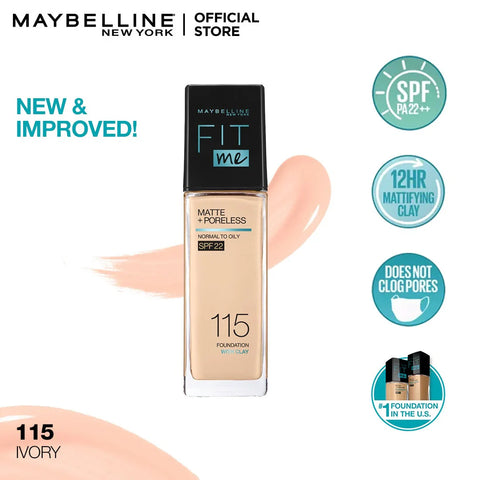 Maybelline Fit Me Matte + Poreless Liquid Foundation SPF 22 - 115 Ivory 30