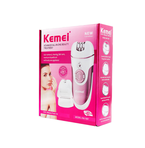 Kemei KM-1307 Electric Epilator USB Rechargeable Women Shaver 4 in 1 Multi Function Hair Remove Machine